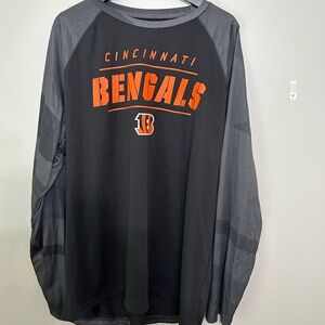 Majestic NFL Cincinnati Bengals Black and Orange Long Sleeve Cool Base Shirt 2XL